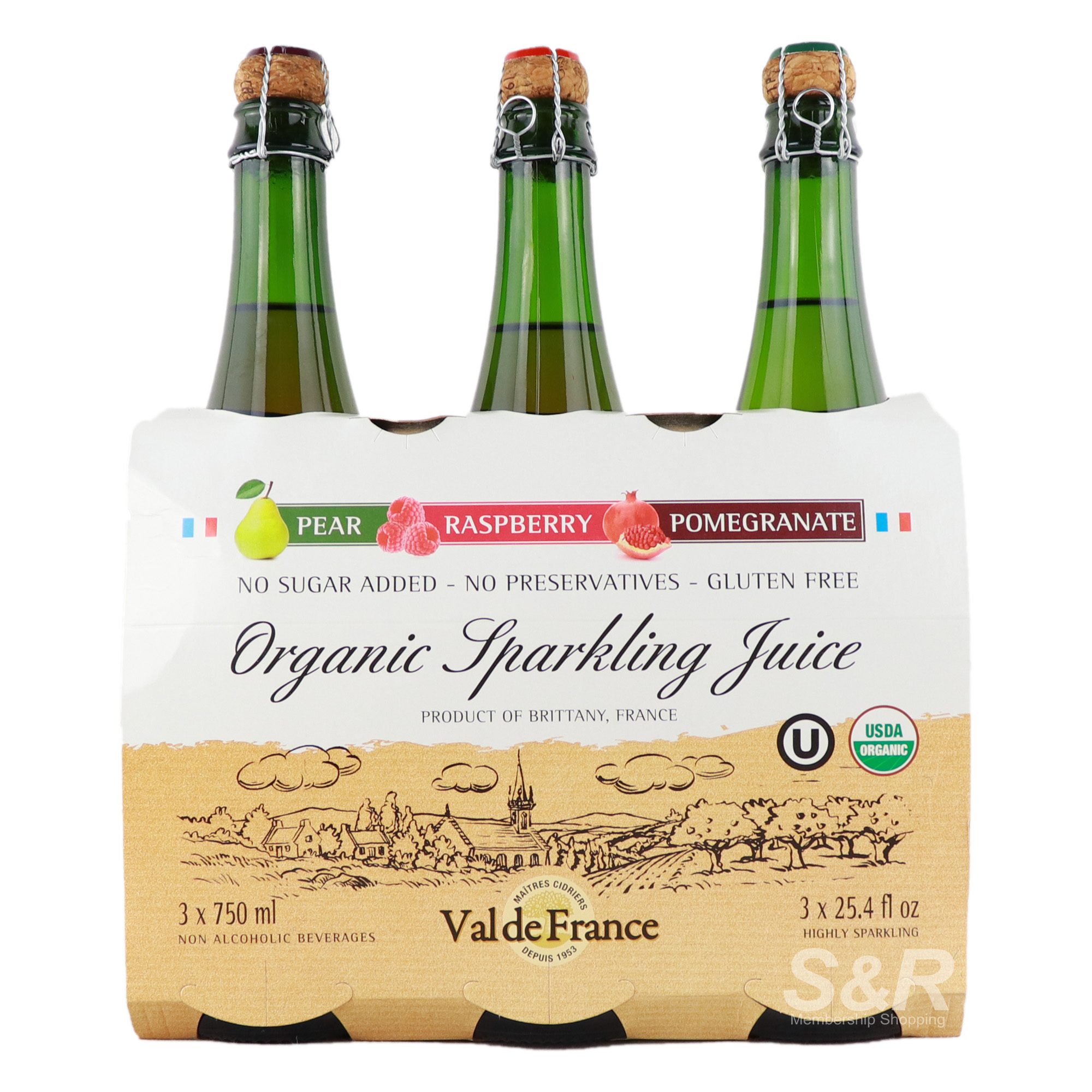 Val de France Organic Sparkling Juice 3 bottles